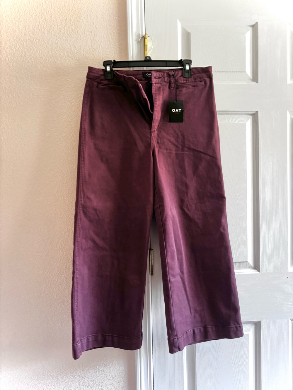 Oat New York High Rise Wide Leg Cropped Plum Womens Jeans Size 31 NWT